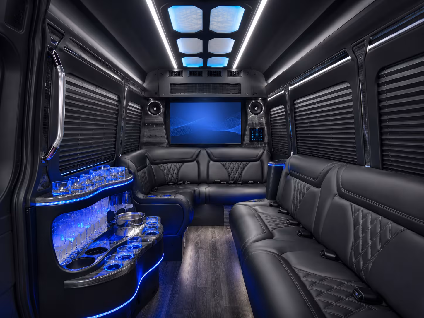 rialto 40 passenger party bus inside